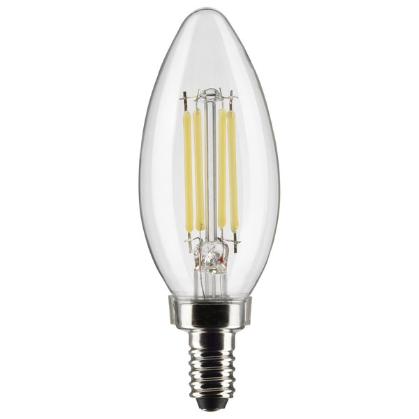 Satco 5.5-Watt B11 LED - Clear - Candelabra Base - 3000K - 500 Lumens - 120 Volts, 2PK S21828